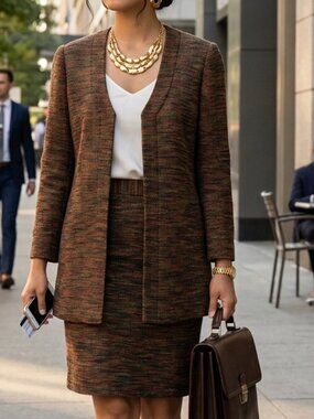 Vintage lightweight summer woven skirt suit by Linda Allard Ellen Tracy